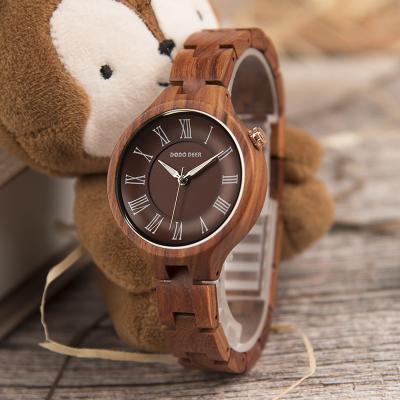 China New 1 Pcs Automatic Date Fashion Luxury 1 Pcs Rose Wooden Watches Women Wristwatch Natural Correa de reloj Dropshipping for sale