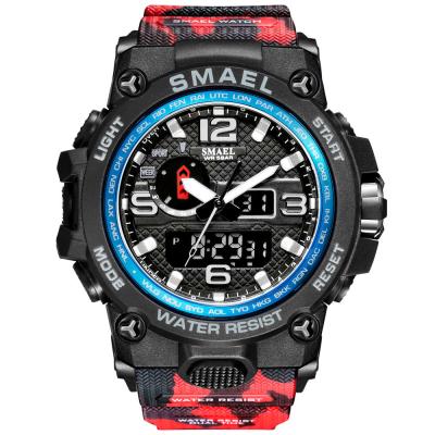 China Custom Brand Logo Wrist Watch Mens Waterproof Watches Alarm 2021 SMAEL 1545D Quartz Original Chronograph Digital Gentleman Watches for sale