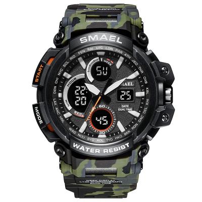 China Smael 1708 Waterproof Electronic Fashion Men's Army Watch Sport Wristwatch Dual Alarm Time Watch for sale