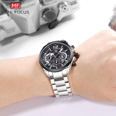 China Water Resistant Design Steel Bands Mens Solid Quartz Watches High 43mm Unique Mini Focus MF0104G Superior Wristwatches for sale