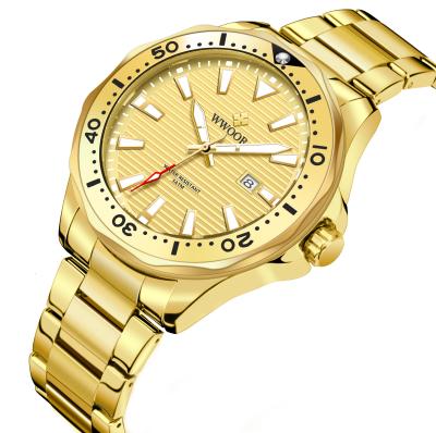 China Automatic Watch Luxury Golden Brand WWOOR Date Hands Waterproof Luminous Quartz Watches Men Business Wristwatches for sale