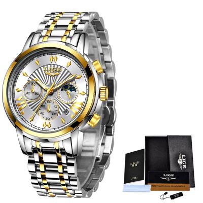 China New Design Stainless Steel Automatic Waterproof Watch Men Date LIGE Sport Quartz Watches for sale