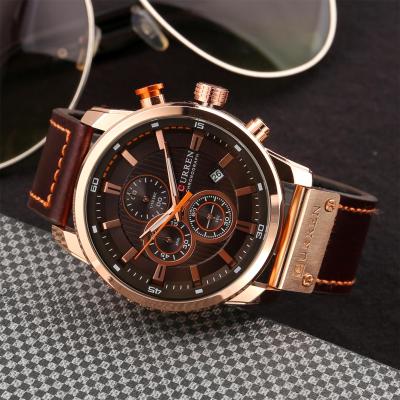 China CURREN 8291 Automatic Date Men's Quartz Movement Fashion&Casual Automatic Date Band Leather Watches for sale