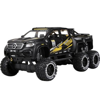 China Diecast Play Toys Car 1/28 Diecast Pickup Trucks For Kids 6x6 Big Wheels Pull Back Doors Open With Light And Healthy OEM ODM for sale