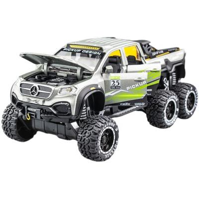 China Diecast Play Toys Car 1/28 Diecast Pickup Trucks For Kids 6x6 Big Wheels Pull Back Doors Open With Light And Healthy OEM ODM for sale