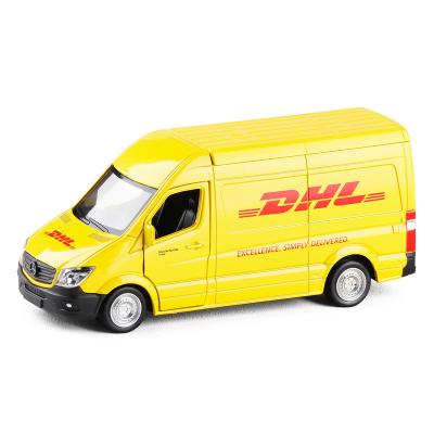 China Hot Sale Express OEM ODM Diecast Zinc Alloy Diecast Logistics Van Truck Toy Vehicles Car 1:36 Model Toy Custom Pull Back Freewheels for sale