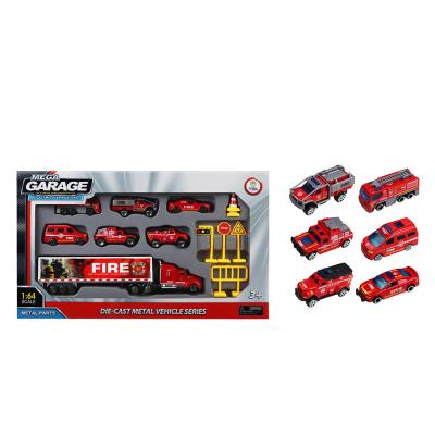 China Diecast Toy Diecast Car Set Toy Fire Truck Toys For Children 1/64 Vehicle Factory Diecast Model Wholesale for sale