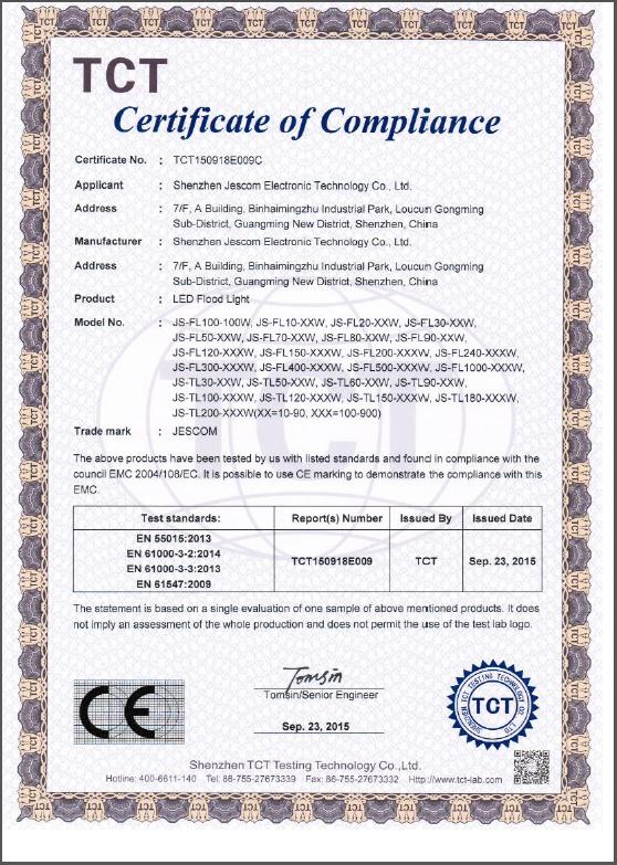 CE - Shenzhen Jescom Electronic Technology Co., Ltd.