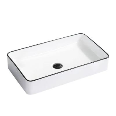 China Modern Wholesales Ceramic Hand Basin Countertops Rectangle Basin Sink Bathroom Basin for sale