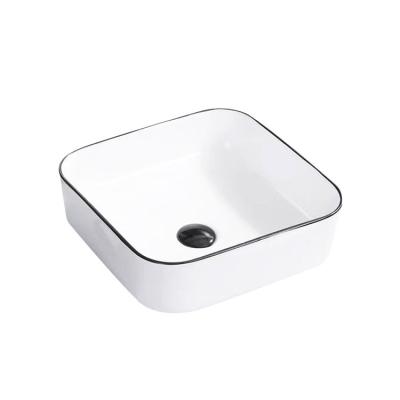 China Art Basin Above Counter Modern Silver Single Bowl Square Sink Hotel Bathroom White Wash Basin for sale