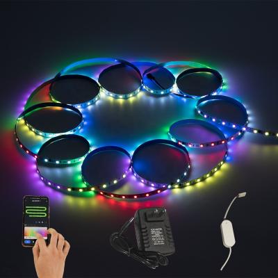 China Any Height Within 5m Can Be Customized Indoor Home Decor Lights Flexible Mobile DC 5V 5050 RGB Smart Led Strip Lights App Control Music Wifi for sale