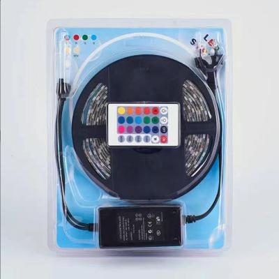 China Any height within 5m can be customized 12V 24V 10mm IP20 IP44 IP65 5050 60LED RGB magic color smart led strip lights set with adapter and remote control for sale