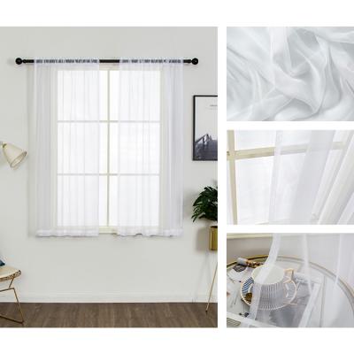 China Plain Home White Sheer Voile Curtain Blackout Decoration Sheer Curtains Fabric Tulle Curtains for sale