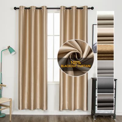 China Decorative 100% Custom Ready Made Blackout Polyester Blackout Curtains for sale