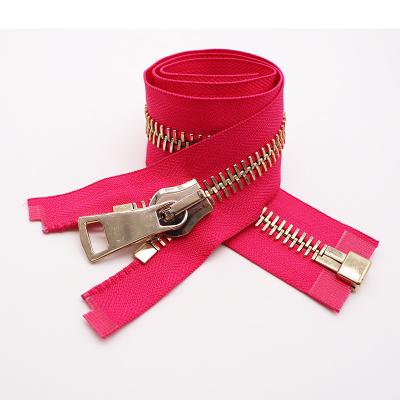 China China Supplier Environmental Protection 8#open-end Environmental Friendly Metal Colored Zipper With Fabric Strip for sale