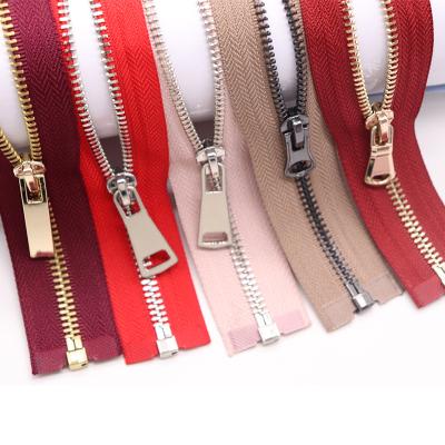 China Fashion Sustainable Design Durable Open End Clothes Garment Bag Zipper Lock Pull Band Metal for sale