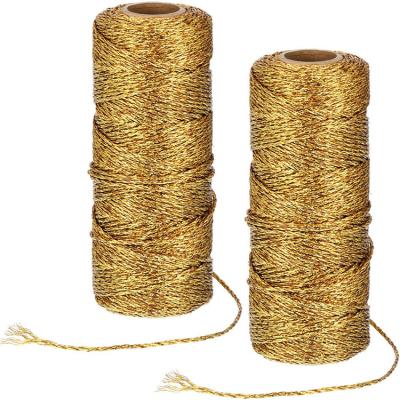 China Multi Colored Macrame Cotton Rope Twisted 3 Strands Viable Color Gold Rope For Home Decorations for sale