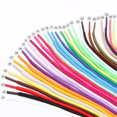 China 5mm Flat Round Shape Polyester Shoe Lace Custom Design Shoestring For Sport Shoes for sale