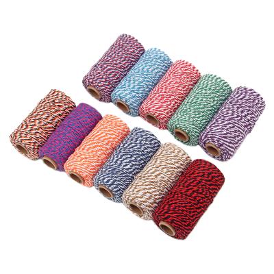 China Eco-friendly Sustainable Double Colored Twisted Cotton Rope Macrame 100% Cotton Tie Up Braided Rope Rope for sale