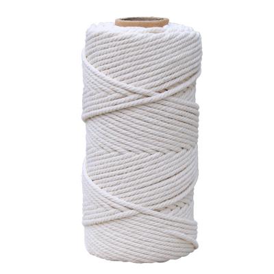 China 5mm Cotton Rope 4 Strands Viable Twisted Natural Macrame Cotton Rope For Wall Hanging Decoration for sale