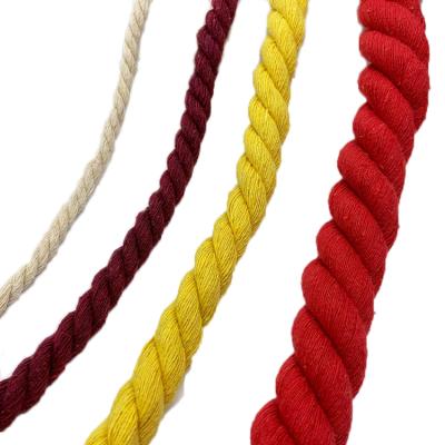 China Sustainable Cotton Tie 5mm 8mm 12mm Color Braided Macrame Rope 20mm Pure Cotton Rope for sale