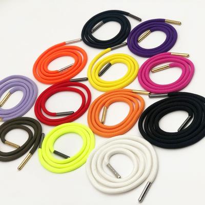 China 5MM Viable 100% Polyester Multi Coloed Ropes Braided Hoodie Rope Shoe Laces String Rope With End Metal Tips for sale