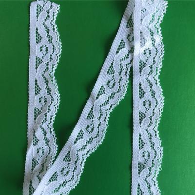 China Sustainable Factory Wholesale Nylon Spandex Lace Up 2.2 Cm Tulle Lace Up Elastic Lace For Underwear for sale