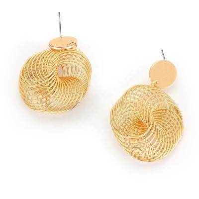 China Trendy Vintage Trending Vogue Jewelry Link Circle Wire Dangling Earrings Gold Plated High Quality Best Selling Jewelery Gift For Girls for sale