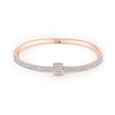 China Modern Fashion/Vintage Fashion Jewelry High Quality Luxury Rhinestone Paved Band Bangle Bracelet Friendship Gift Elegant Romantic Jewelry For Girls for sale