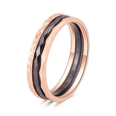 China Modern/Vintage Fashion Trending Fashion Jewelry Ring Black Rose Gold Free DIY Finger Circle Rings Set Three Combination Minimalist Personalized for sale