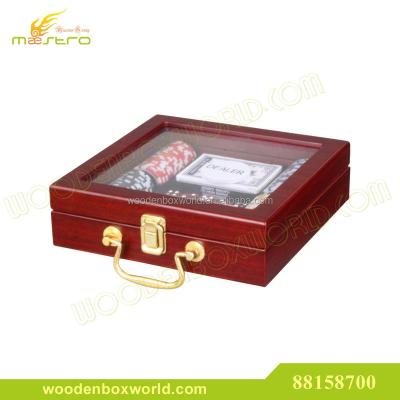 China 100 Handmade Premium Poker Chip Sets With Wooden Box With Window Lid for sale