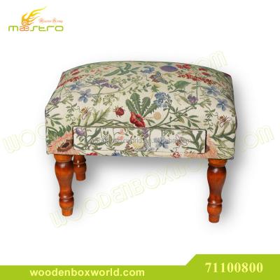 China MDF Cushioned Ottoman Seat Upholstered Foot Stools Wooden Feet Recline Stool for sale