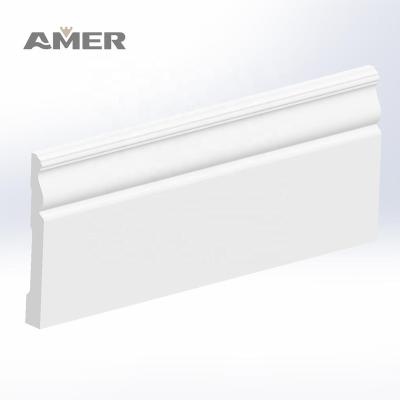 China AMER Traditional Versatile White Polystyrene Quick Install Water Proof No-Formaldehyde Skirting Board Skirting Board for sale