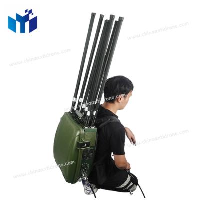 China Man Pack Backpack Drone Jammer 360 Degree 2000 Meter Anti Drone UAV Signal Blocker Device for sale