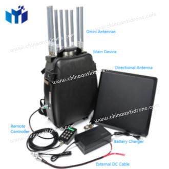 China 400W Backpack Manpack Drone Signal Jammer 8 Bands 2.4G 5.2G 5.8GHz GPS L1L2L3L4L5 FPV 400-1100MHz for sale