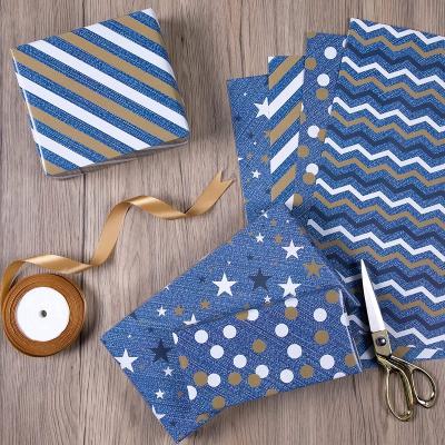 China Custom Wholesale Recyclable Star Geometry Logo Gift Wrapping Paper Luxury Brand Wrapping Paper for sale