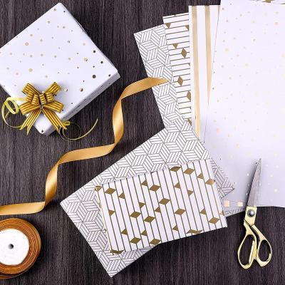 China Brand Logo Size Golden Printing Wrapping Recyclable Custom Tissue Paper Gift Wrap for sale