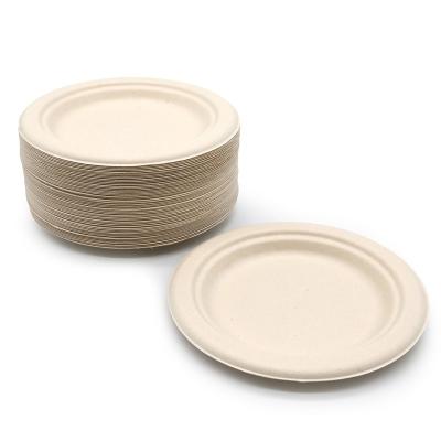 China Wholesale Biodegradable Greaseproof And Microwave Disposable Disposable Dishes Of Bio-degardable Sugar Cane Safe Eco Friendly Bagasse for sale