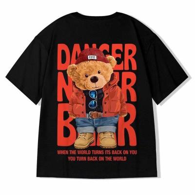 China Anti-wrinkle brand short sleeve T-shirt bear pullover couples equipment loose fat plus street plus size men's summer trend for sale