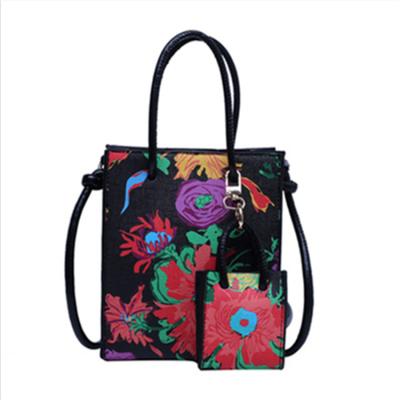 China Multifunctional Fashion Bag Flower Printing PU Shoulder Messenger Handbag Women for sale