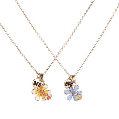 China Latest fashion styles 2019 new arrival enamel bff pendant necklace cute flower charm jewelry necklaces for kids for sale