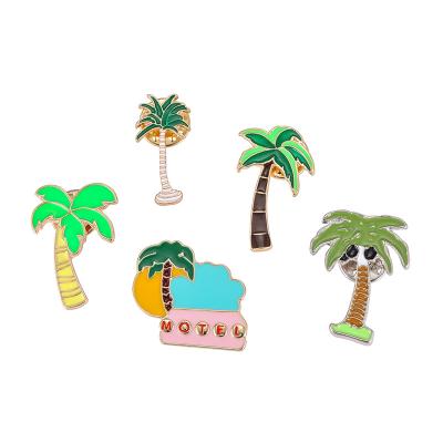 China Wholesale Custom Soft Alloy Enamel Pin Badges Cartoon Anime Summer Palm Coconut Tree Enamel Lapel Pin for sale