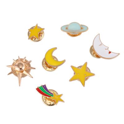 China Wholesale Custom Soft Cartoon Badge Pin China Cute Enamel Star Rainbow Moon Rainbow Enamel Lapel Pin Supplier for sale