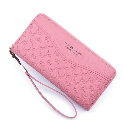 China 2020 New Waterproof Wallet Women's Long Zipper Wallet Fashion Embossed Large Capacity for sale