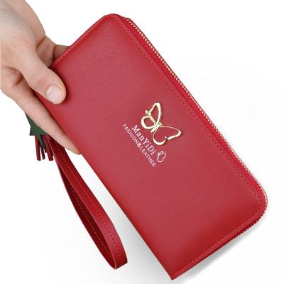 China 2020 New Butterfly Waterproof Wallet Women's Long Zipper Fashion Wallet Large Capacity for sale