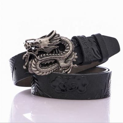 China New Fashion Comfortable Alloy Dragon Buckle Wide Leather Belt Men's Personalized Belt for sale