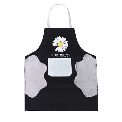 China Fashion new fashion factory direct sales kitchen god creative home waterproof oil-proof foodie printing apron real sales hot hand-wiping overcoat for sale