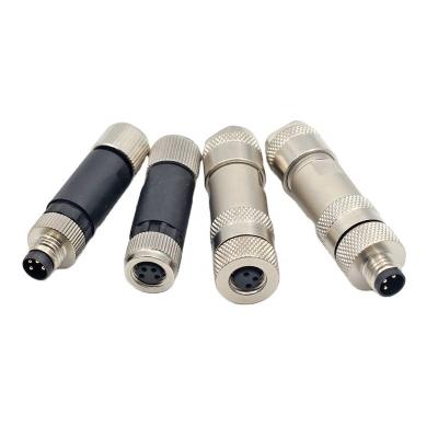 China Metal 3pin 4cores Automotive Plastic Assembly M8 Socket M8 Field Male Female Connector IP67 for sale