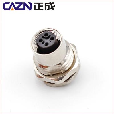 China IP67 Automotive 3 4 5 6 Core C Code M12 Front Screw Back Panel Mount Male Female Solder Plug Connector for sale