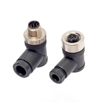 China Automation IP67 Right Angle 2 3core 4pole 5 8pin A B D Coding M12 Cable Connector M12 Field Female Male Plug for sale